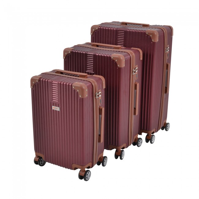 Σετ βαλίτσες 3 τεμαχίων τρόλεϊ σε χρώμα μπορντό 28,50x46x70
