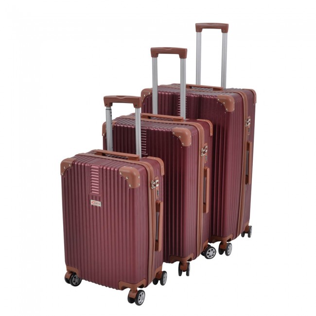 Σετ βαλίτσες 3 τεμαχίων τρόλεϊ σε χρώμα μπορντό 28,50x46x70