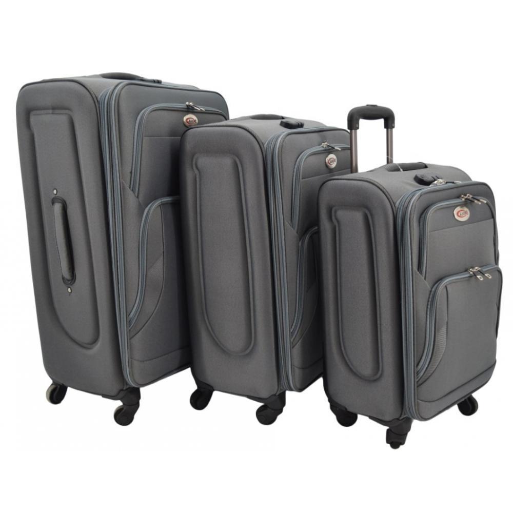 Σετ βαλίτσες 3 τεμαχίων τρόλεϊ με κλειδαριά σε χρώμα γκρι 46x32x70
