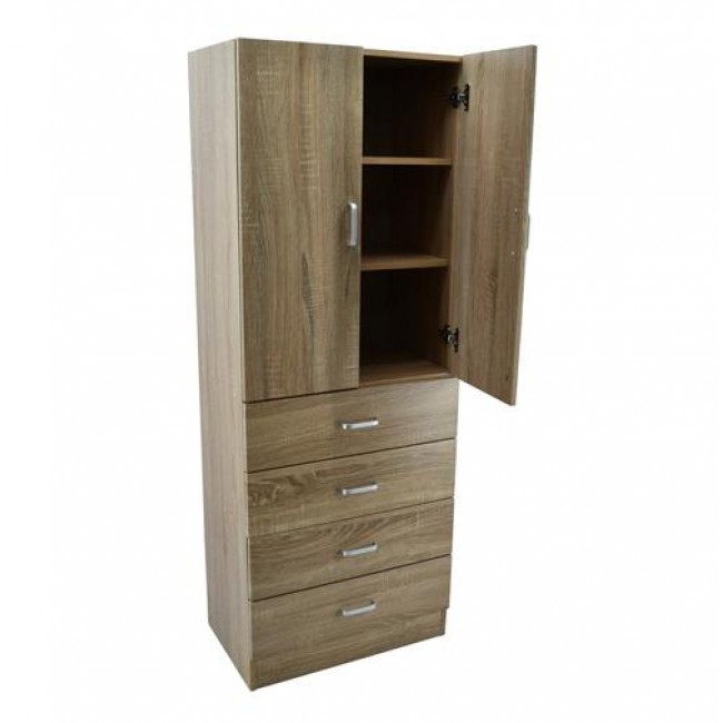 Ντουλάπα ρούχων δίφυλλη σε καφέ χρώμα 60x38x160