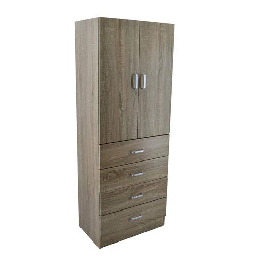 Ντουλάπα ρούχων δίφυλλη σε καφέ χρώμα 60x38x160