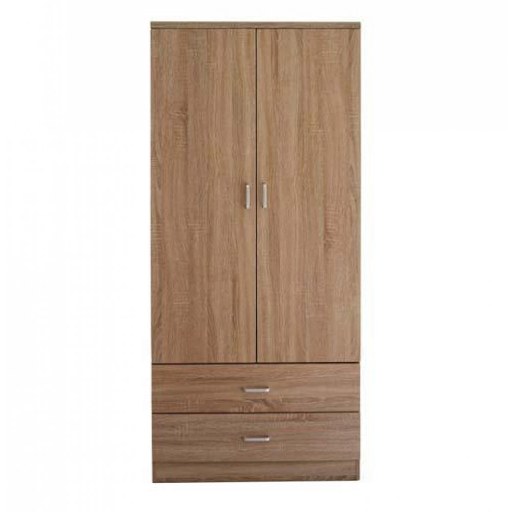 Ντουλάπα δίφυλλη σε χρώμα καφέ 80x52x190