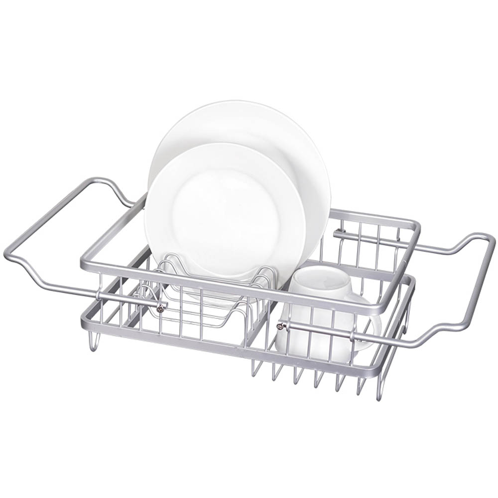 Πιατοθήκη νεροχύτη επεκτεινόμενη από αλουμίνιο σε χρώμα ασημί 40,5x26,5x14,3