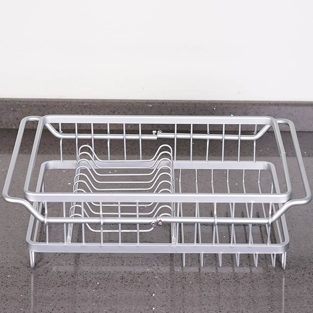 Πιατοθήκη νεροχύτη επεκτεινόμενη από αλουμίνιο σε χρώμα ασημί 40,5x26,5x14,3