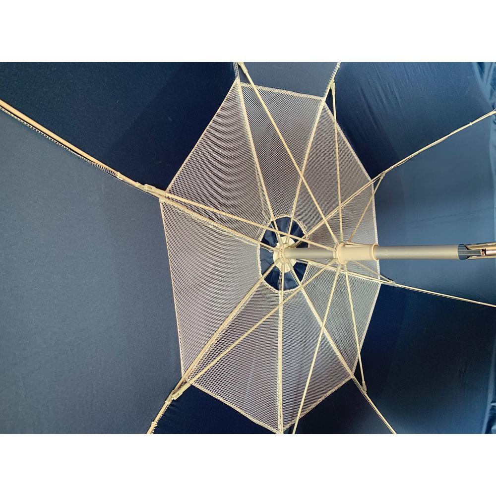 Ομπρέλα θαλάσσης από αλουμίνιο/ύφασμα σε χρώμα εκρού/μπλε Φ225