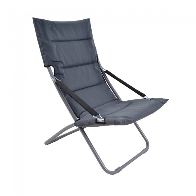 Καρέκλα παραλίας πτυσσόμενη από μέταλλο/ύφασνα σε γκρι χρώμα 62x85x92