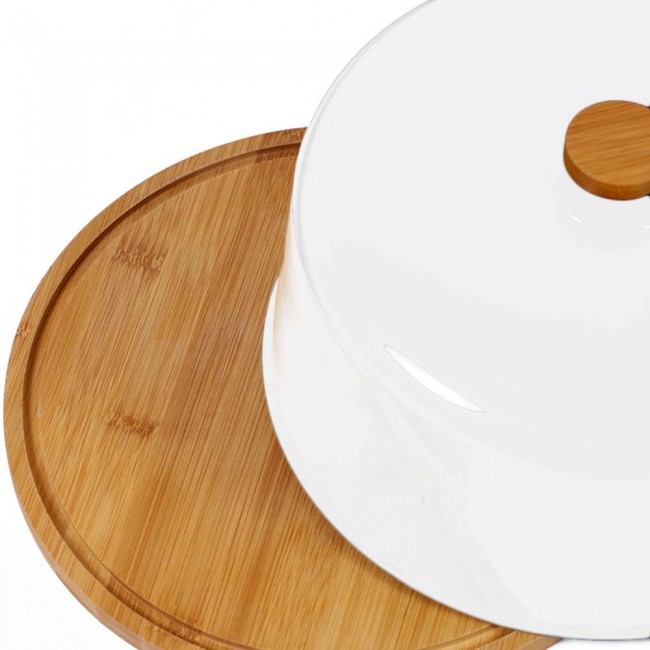 Τουρτιέρα από μπαμπού-πλαστικό σε φυσικό-λευκό χρώμα Φ27,5