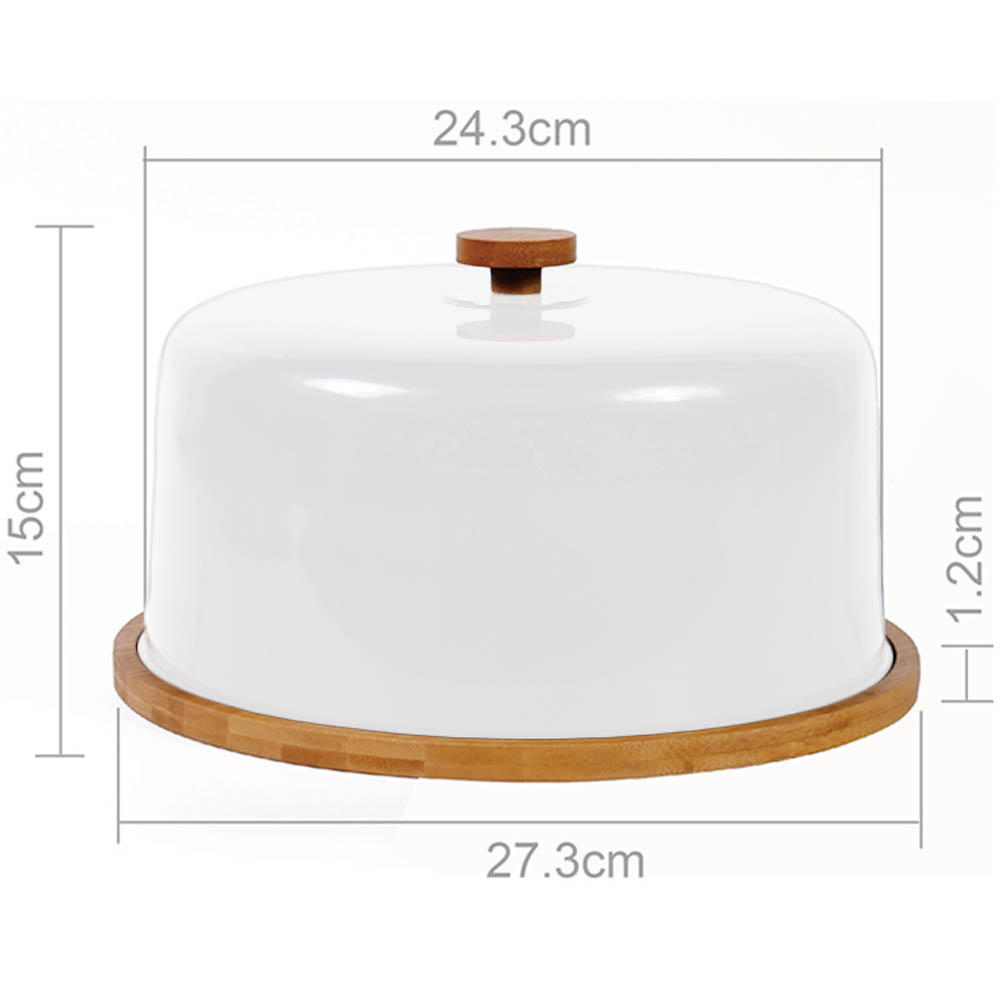 Τουρτιέρα από μπαμπού-πλαστικό σε φυσικό-λευκό χρώμα Φ27,5