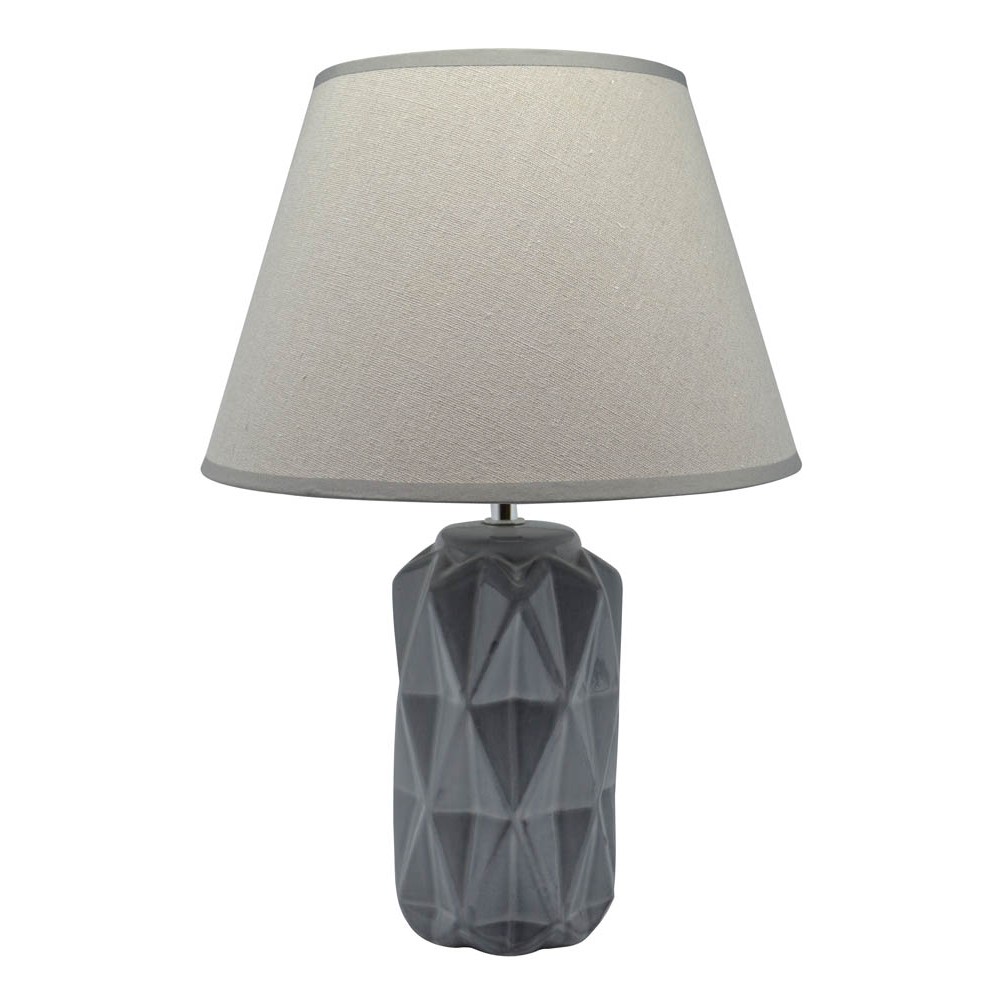 Φωτιστικό επιτραπέζιο κεραμικό σε γκρι χρώμα Ε14 12x12x40