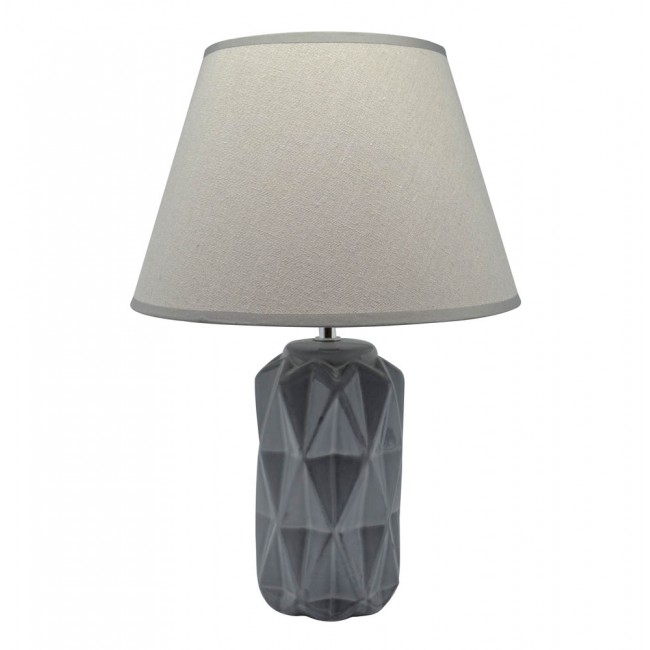 Φωτιστικό επιτραπέζιο κεραμικό σε γκρι χρώμα Ε14 12x12x40