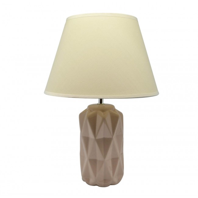 Φωτιστικό επιτραπέζιο κεραμικό σε σομόν χρώμα  Ε14 12x12x40