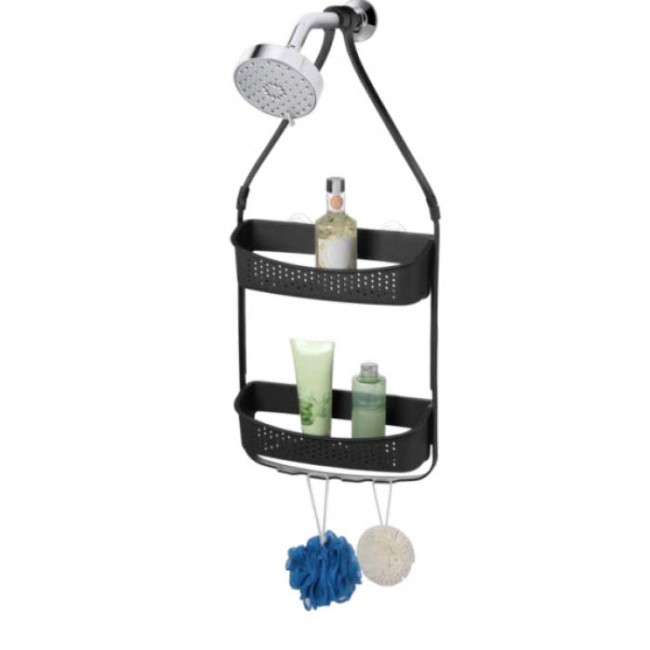 Ράφια μπάνιου από σιλικόνη σε μαύρο χρώμα 31x10x70