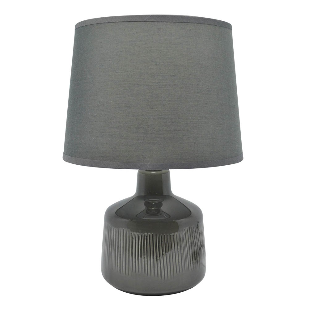 Φωτιστικό επιτραπέζιο κεραμικό σε σκούρο γκρι χρώμα Ε14 11.5x11.5x28