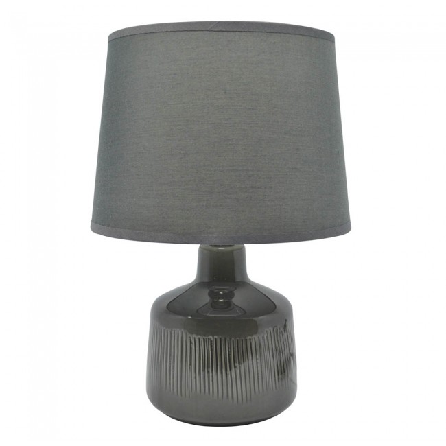 Φωτιστικό επιτραπέζιο κεραμικό σε σκούρο γκρι χρώμα Ε14 11.5x11.5x28