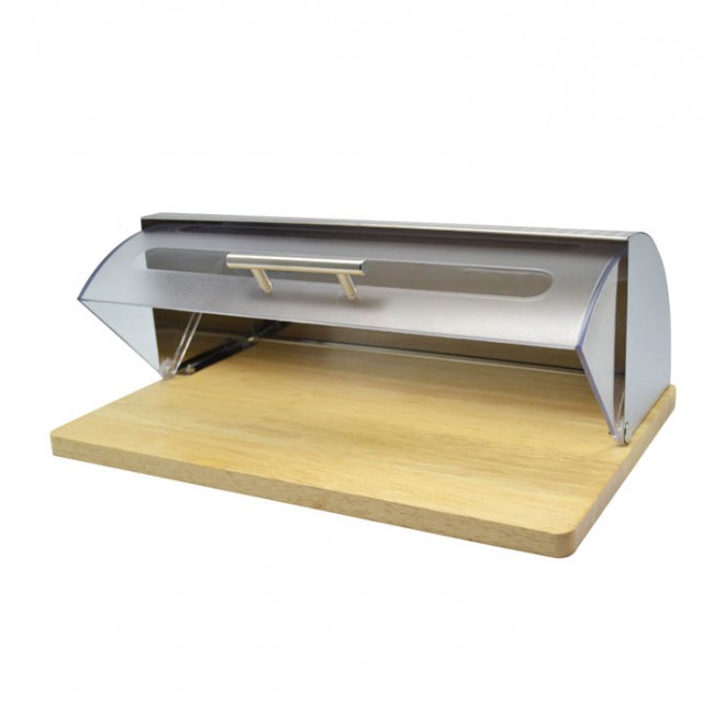 Ψωμιέρα μπαμπού με διάφανο πλαστικό καπάκι 39x28.5x16