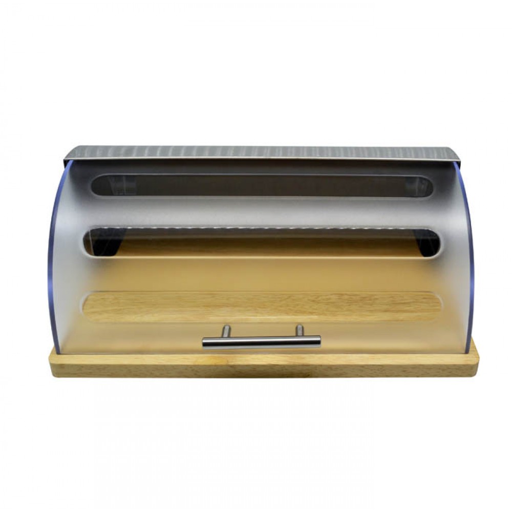 Ψωμιέρα μπαμπού με διάφανο πλαστικό καπάκι 39x28.5x16