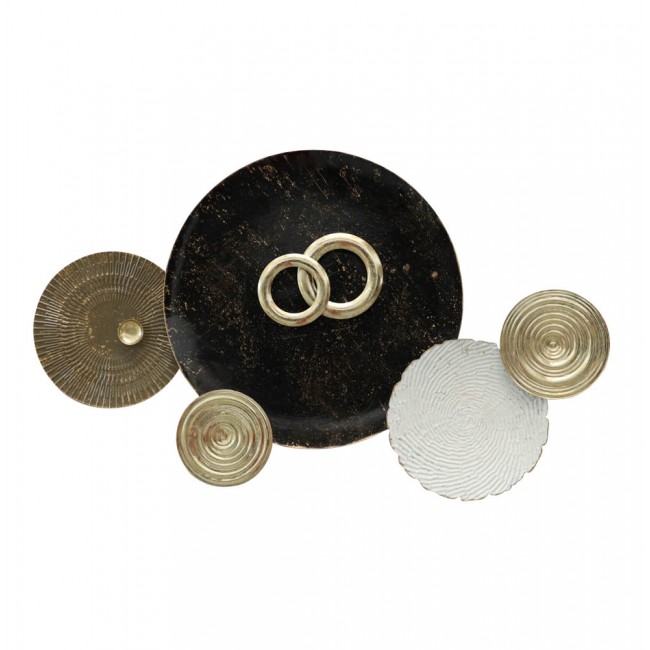 Διακοσμητικό τοίχου με κύκλους από μέταλλο σε καφέ/χρυσό χρώμα 119.4x6.4x71.10