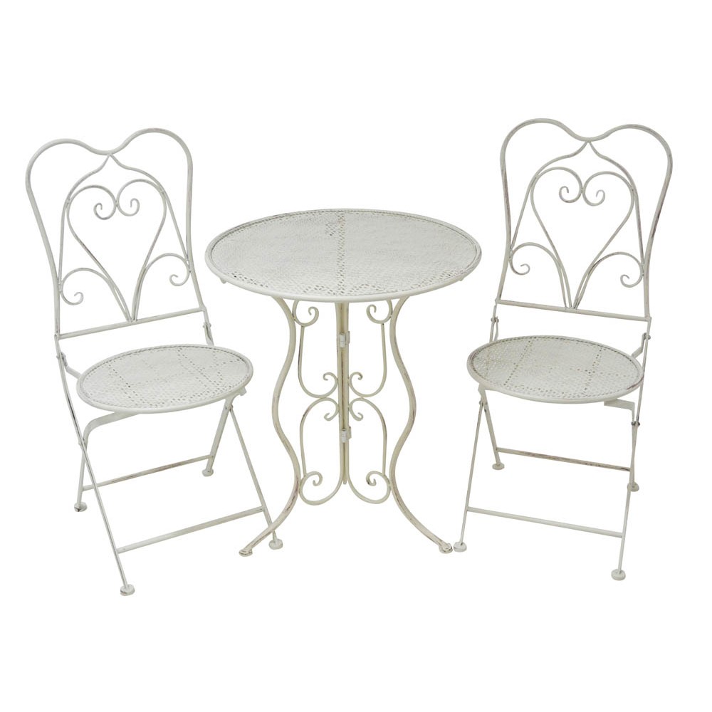 Καρέκλα κήπου από μέταλλο σε μπεζ antique χρώμα 39x39x94