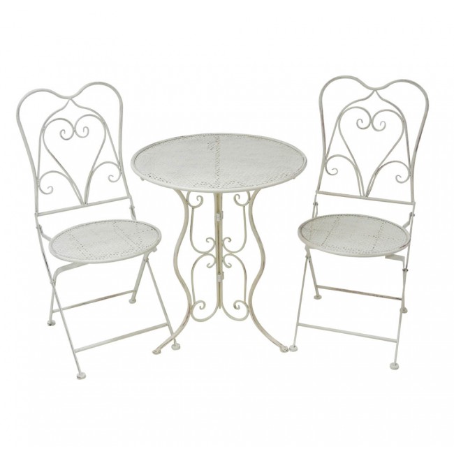 Καρέκλα κήπου από μέταλλο σε μπεζ antique χρώμα 39x39x94