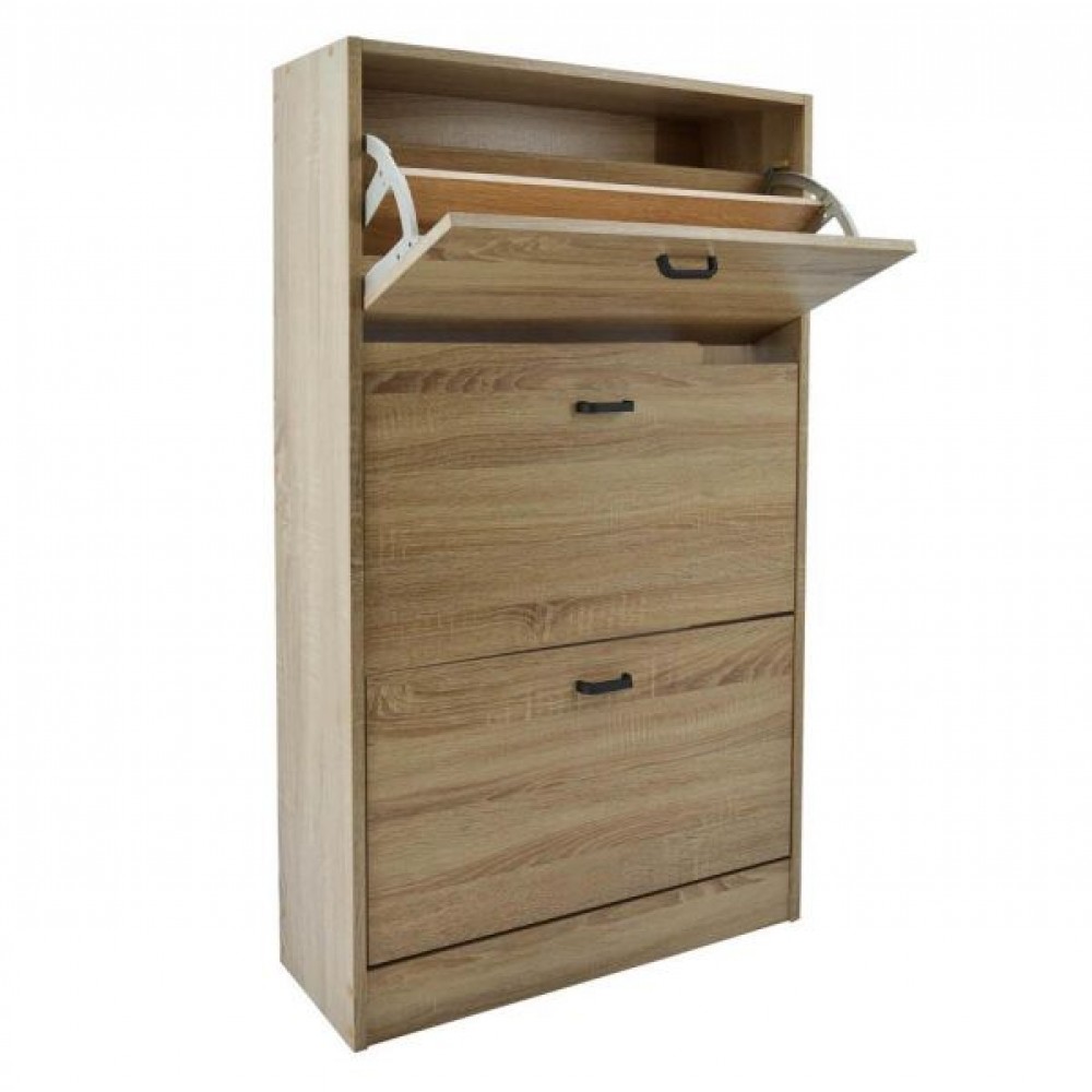 Παπουτσοθήκη από ξύλο σε φυσικό χρώμα 24x63x115