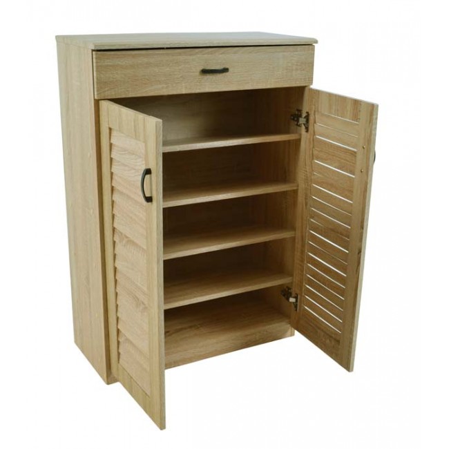 Παπουτσοθήκη από ξύλο σε φυσικό χρώμα 68x32x98