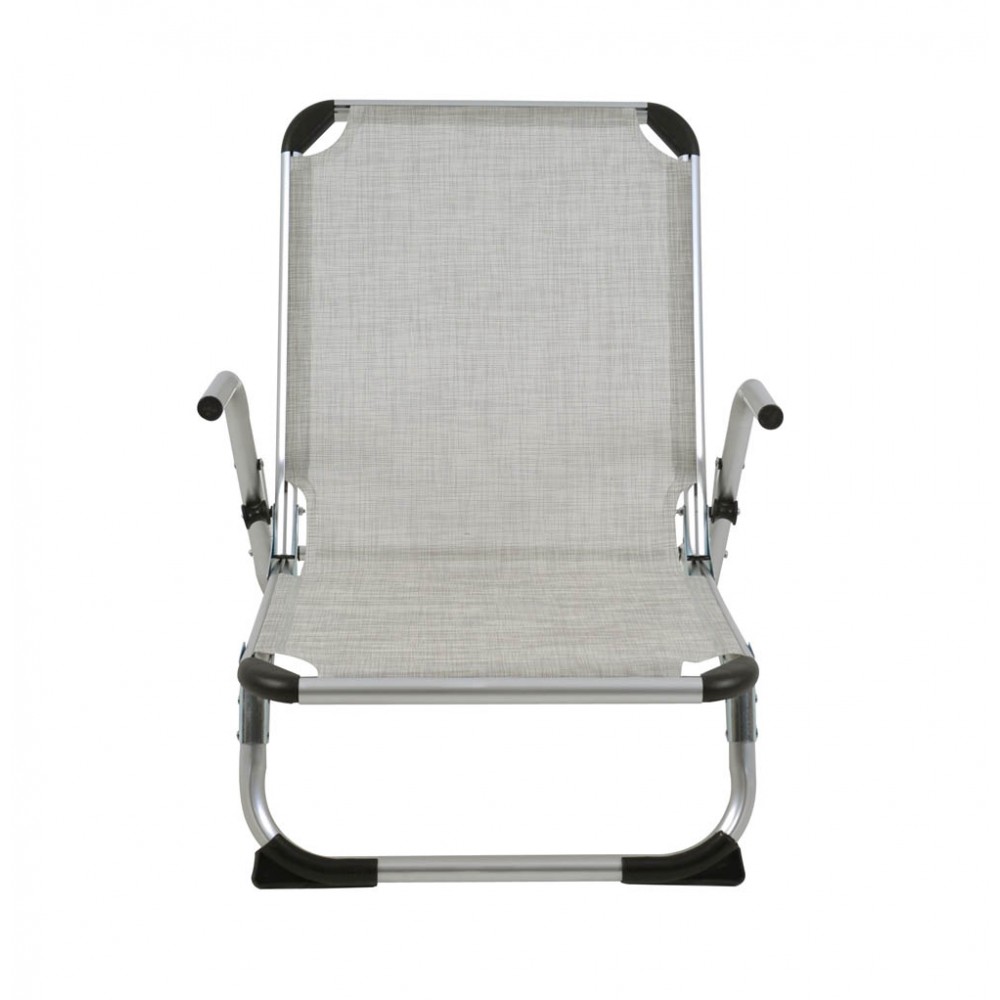 Πολυθρόνα παραλίας βαρέως τύπου από αλουμίνιο σε μπεζ/γκρι χρώμα 53x66x70
