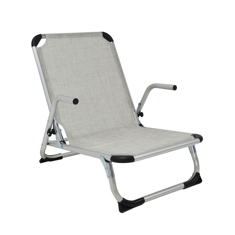 Πολυθρόνα παραλίας βαρέως τύπου από αλουμίνιο σε μπεζ/γκρι χρώμα 53x66x70