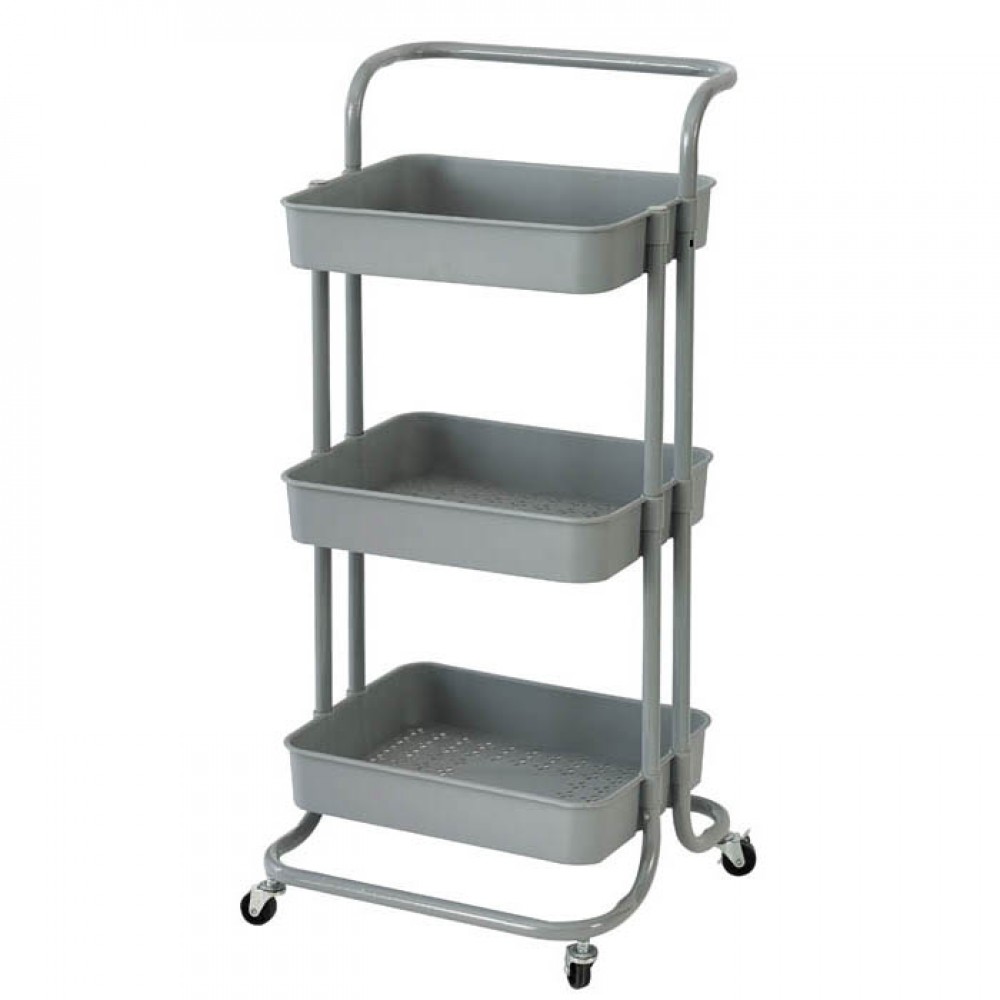 Τρόλεϊ από μέταλλο σε γκρι ματ χρώμα 43x36x86