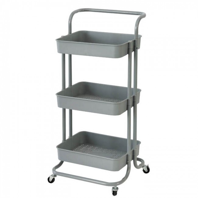 Τρόλεϊ από μέταλλο σε γκρι ματ χρώμα 43x36x86