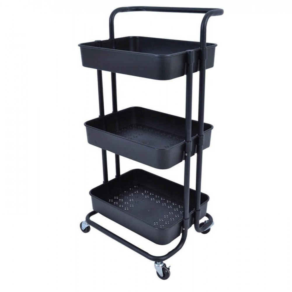 Τρόλεϊ από μέταλλο σε μαύρο ματ χρώμα 43x36x86