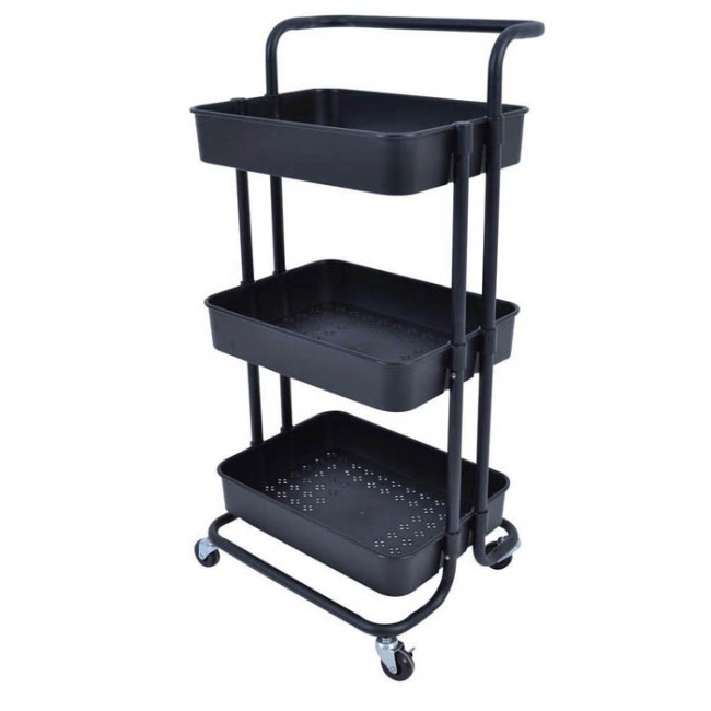 Τρόλεϊ από μέταλλο σε μαύρο ματ χρώμα 43x36x86