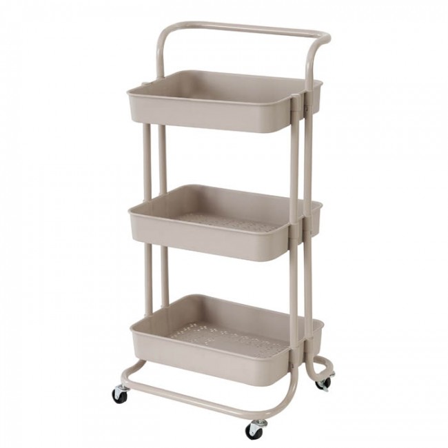 Τρόλεϊ από μέταλλο σε μπεζ ματ χρώμα 43x36x86