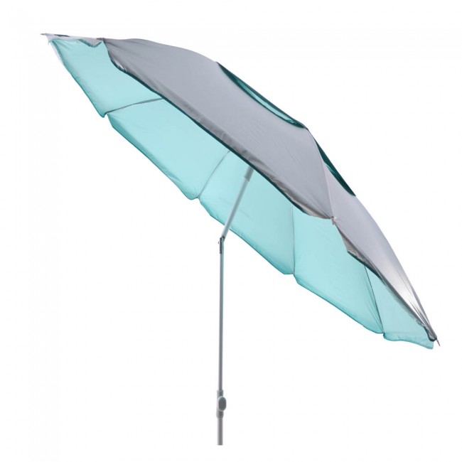 Ομπρέλα θαλάσσης από αλουμίνιο/ύφασμα σε χρώμα ασημί/βεραμάν Φ200