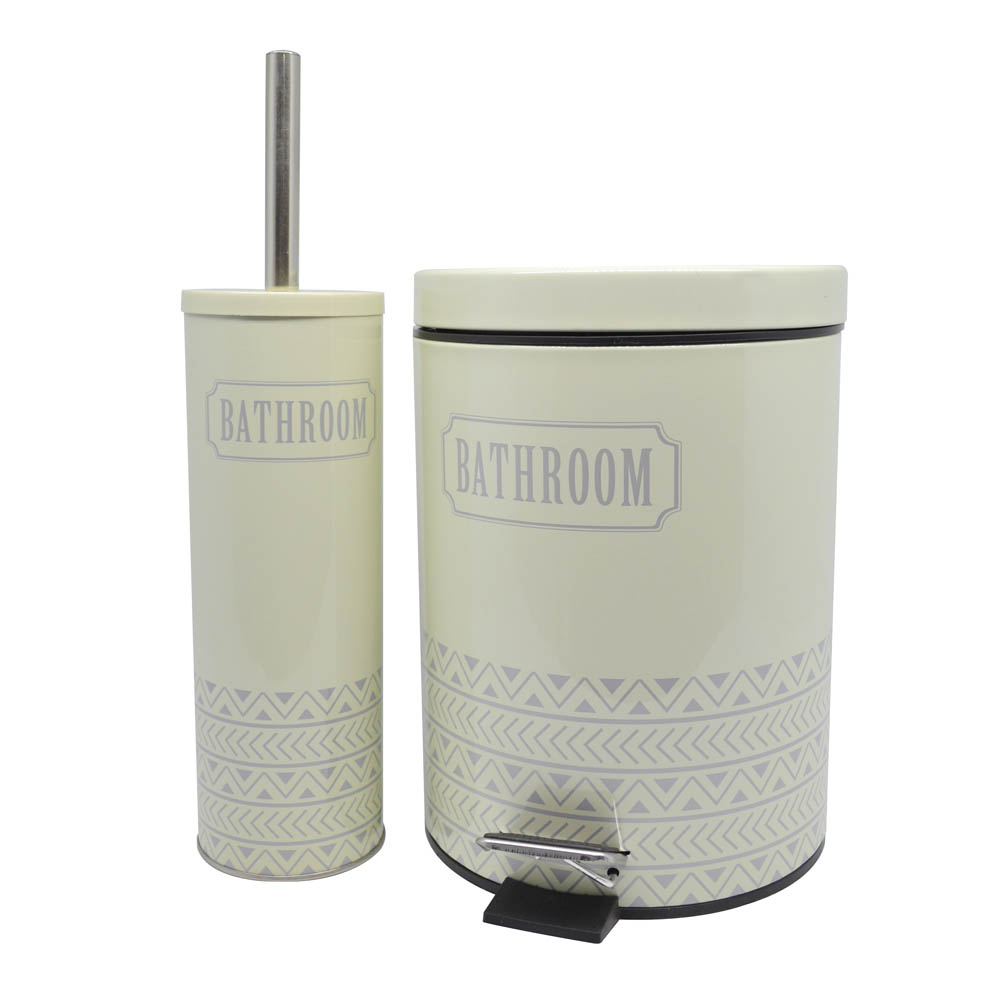 Κάδος απορριμάτων "BATHROOM" από INOX σε μπεζ χρώμα 20.2x20.2x27