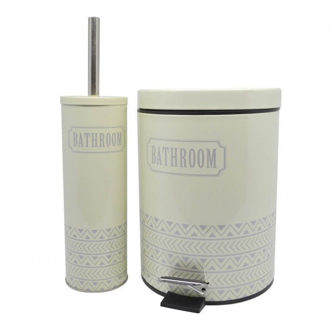 Κάδος απορριμάτων "BATHROOM" από INOX σε μπεζ χρώμα 20.2x20.2x27