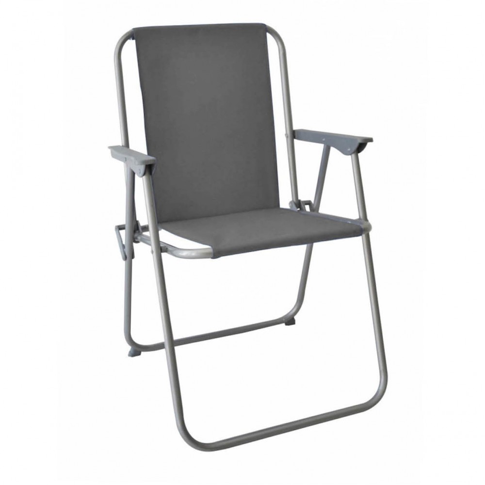 Πολυθρόνα πτυσσόμενη από μέταλλο/ύφασμα σε χρώμα γκρι 53x58x75