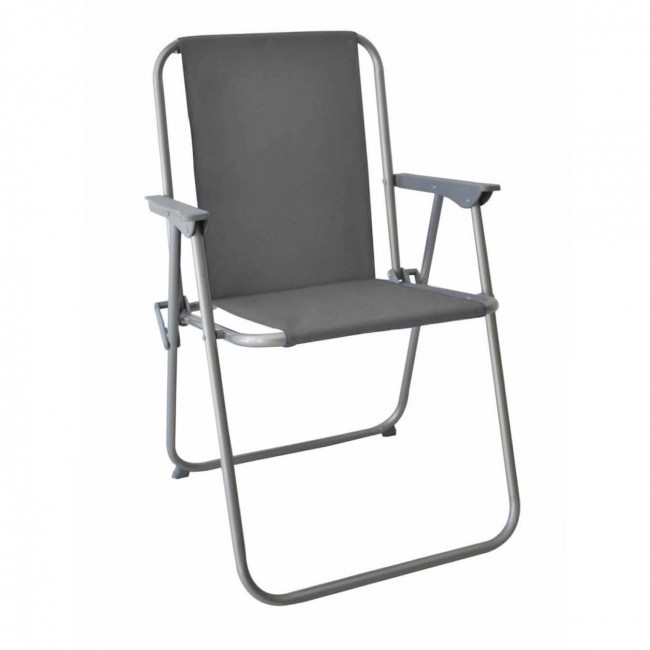 Πολυθρόνα πτυσσόμενη από μέταλλο/ύφασμα σε χρώμα γκρι 53x58x75
