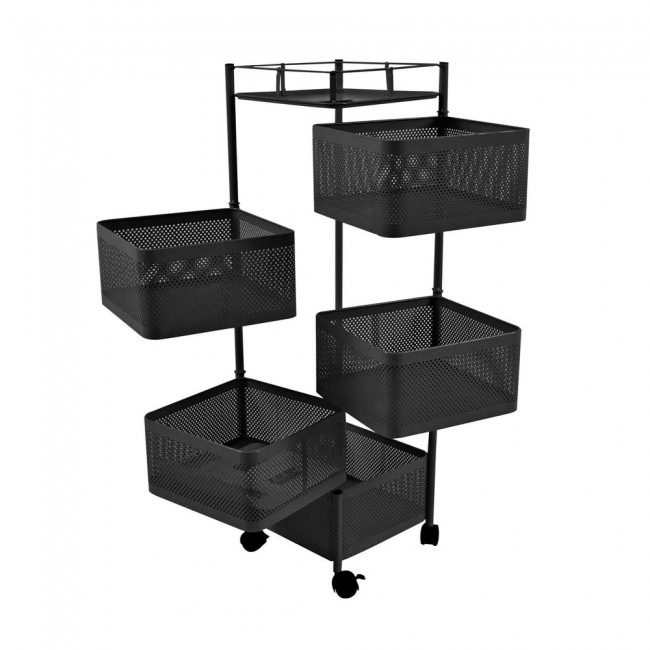 Τρόλεϊ αποθήκευσης-μανάβης από μέταλλο σε μαύρο χρώμα 28x28x93