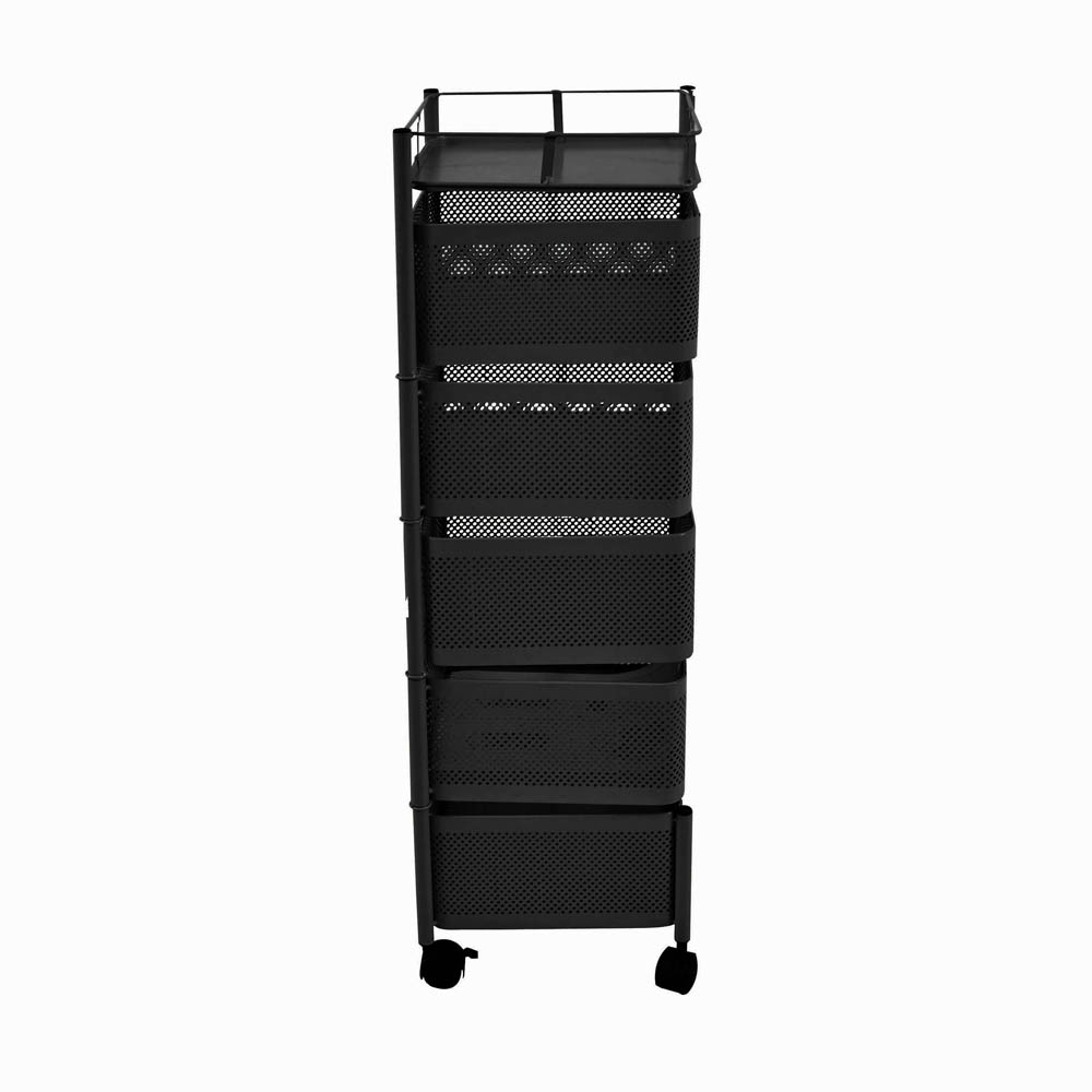 Τρόλεϊ αποθήκευσης-μανάβης από μέταλλο σε μαύρο χρώμα 28x28x93