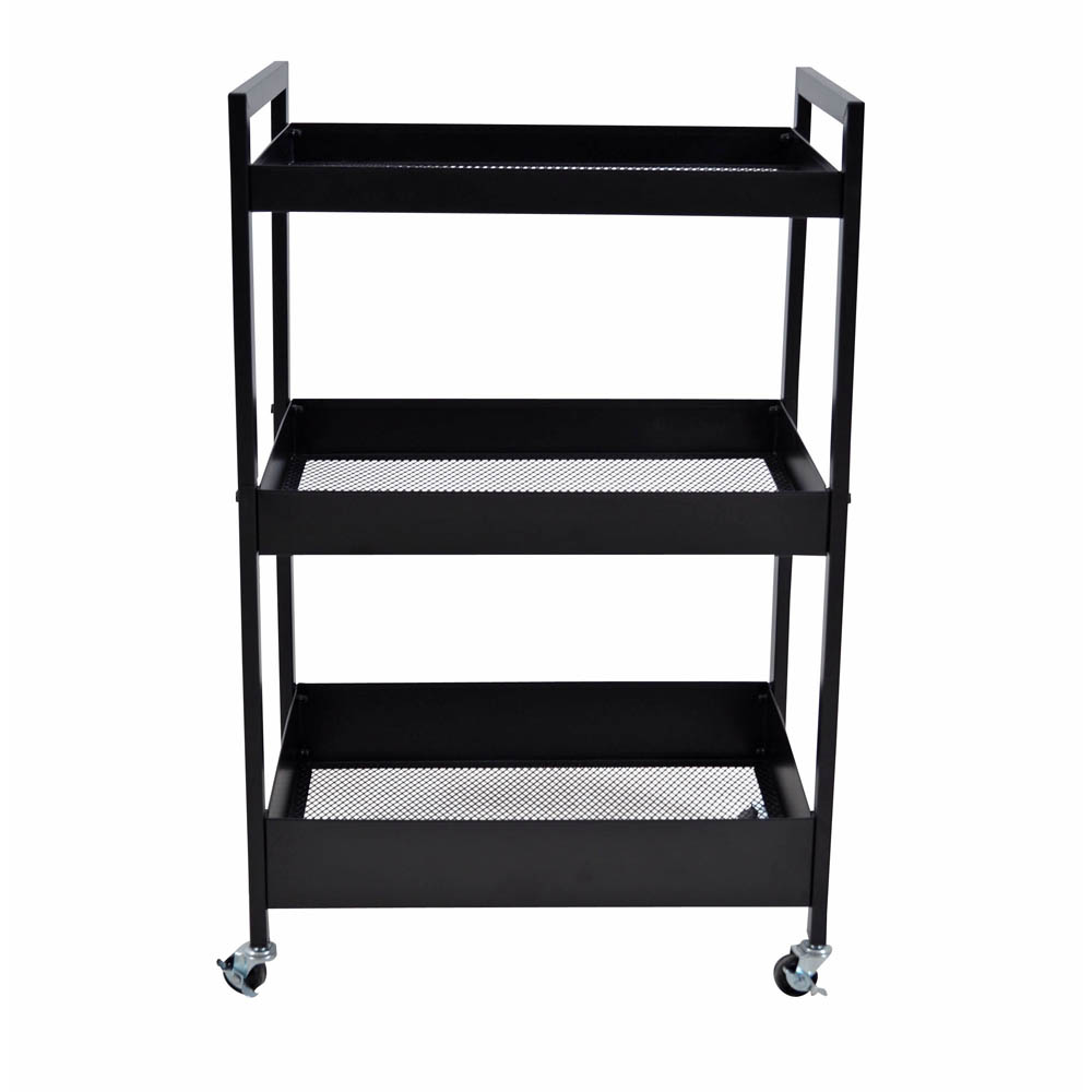 Τρόλεϊ κουζίνας-μανάβης από μέταλλο σε μαύρο ματ χρώμα 50x30x80