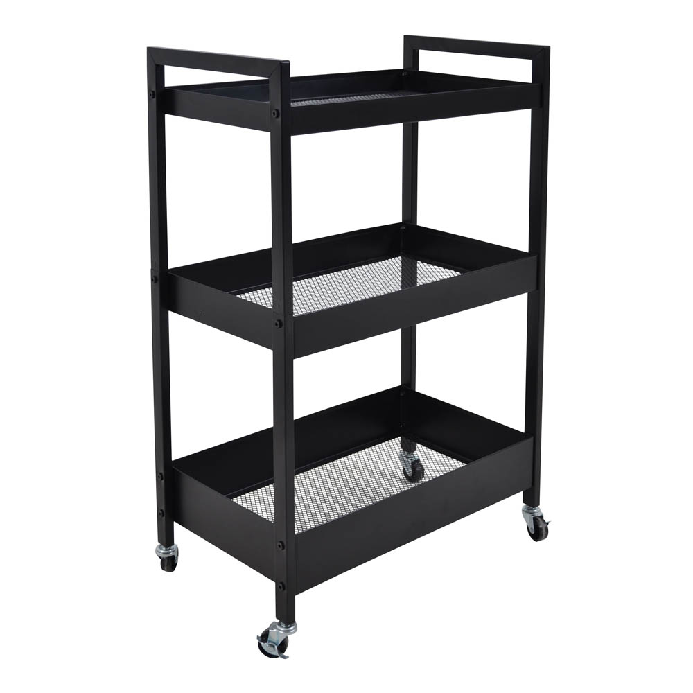 Τρόλεϊ κουζίνας-μανάβης από μέταλλο σε μαύρο ματ χρώμα 50x30x80