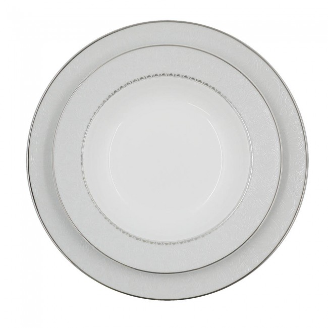 Σετ πιάτα 20τμχ από πορσελάνη με ανάγλυφο ασημί σχέδιο