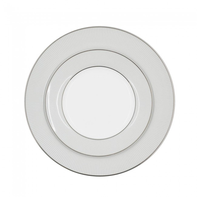 Σετ πιάτα 20τμχ από πορσελάνη με ανάγλυφο ριγέ ασημί σχέδιο