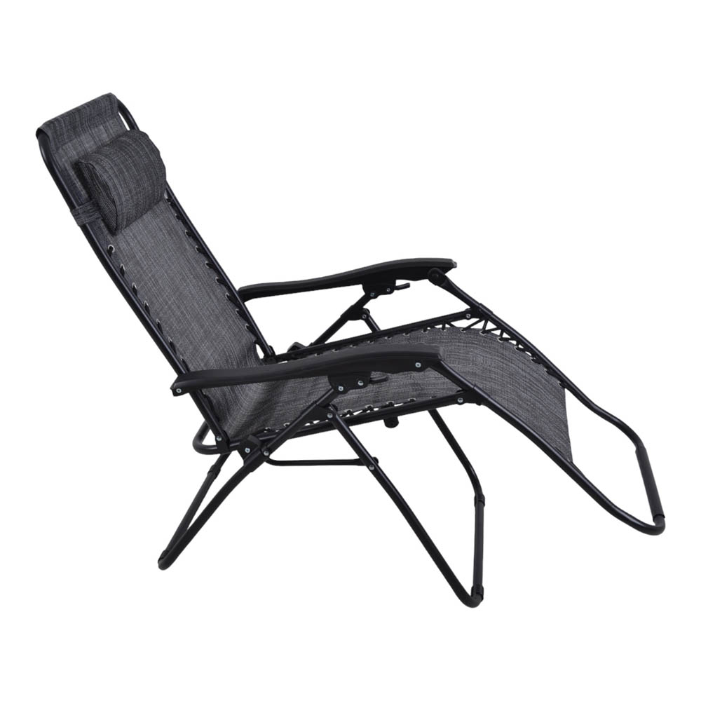 Ξαπλώστρα-καρέκλα πτυσσόμενη από μέταλλο/textilene σε μαύρο/γκρι χρώμα 66x160x110