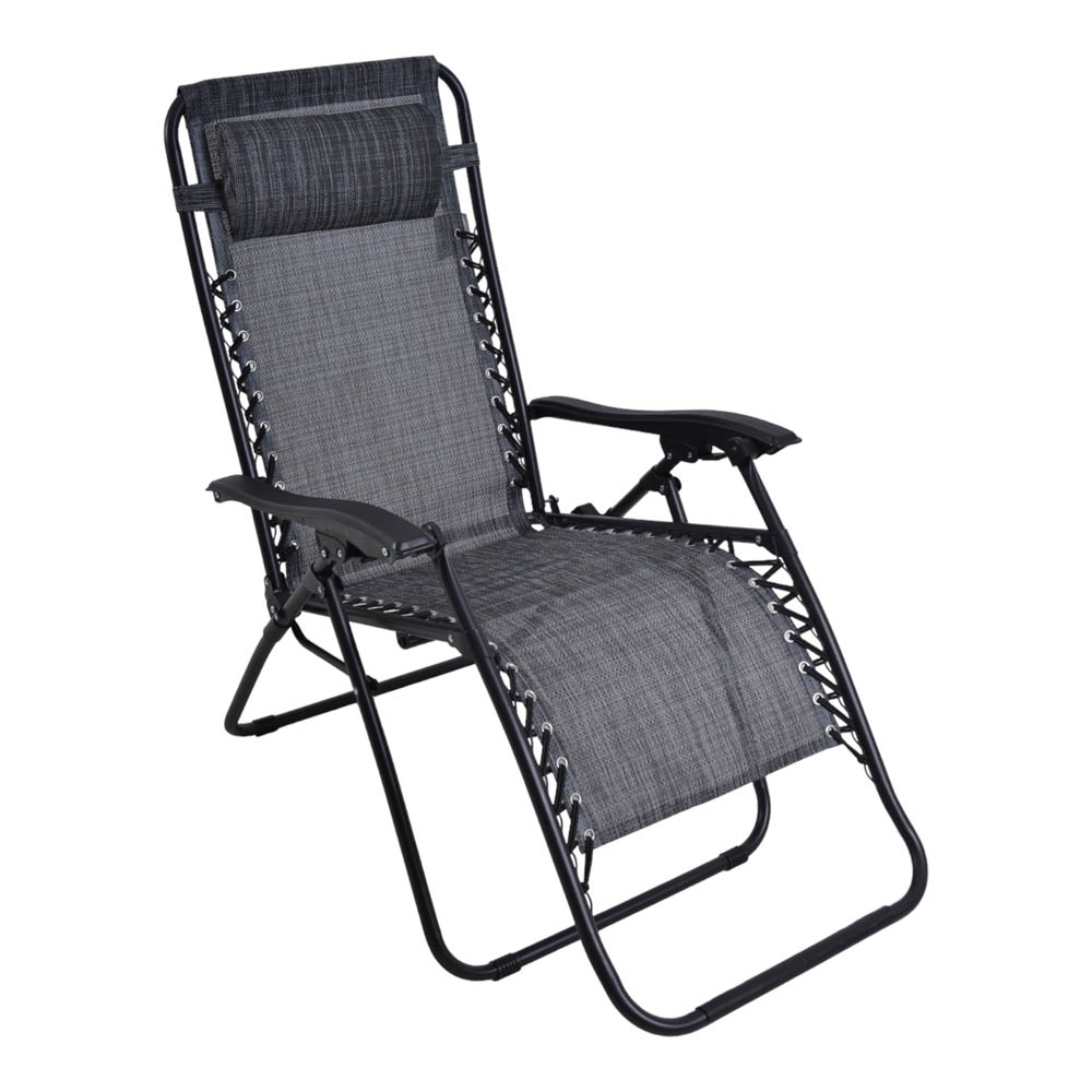 Ξαπλώστρα-καρέκλα πτυσσόμενη από μέταλλο/textilene σε μαύρο/γκρι χρώμα 66x160x110