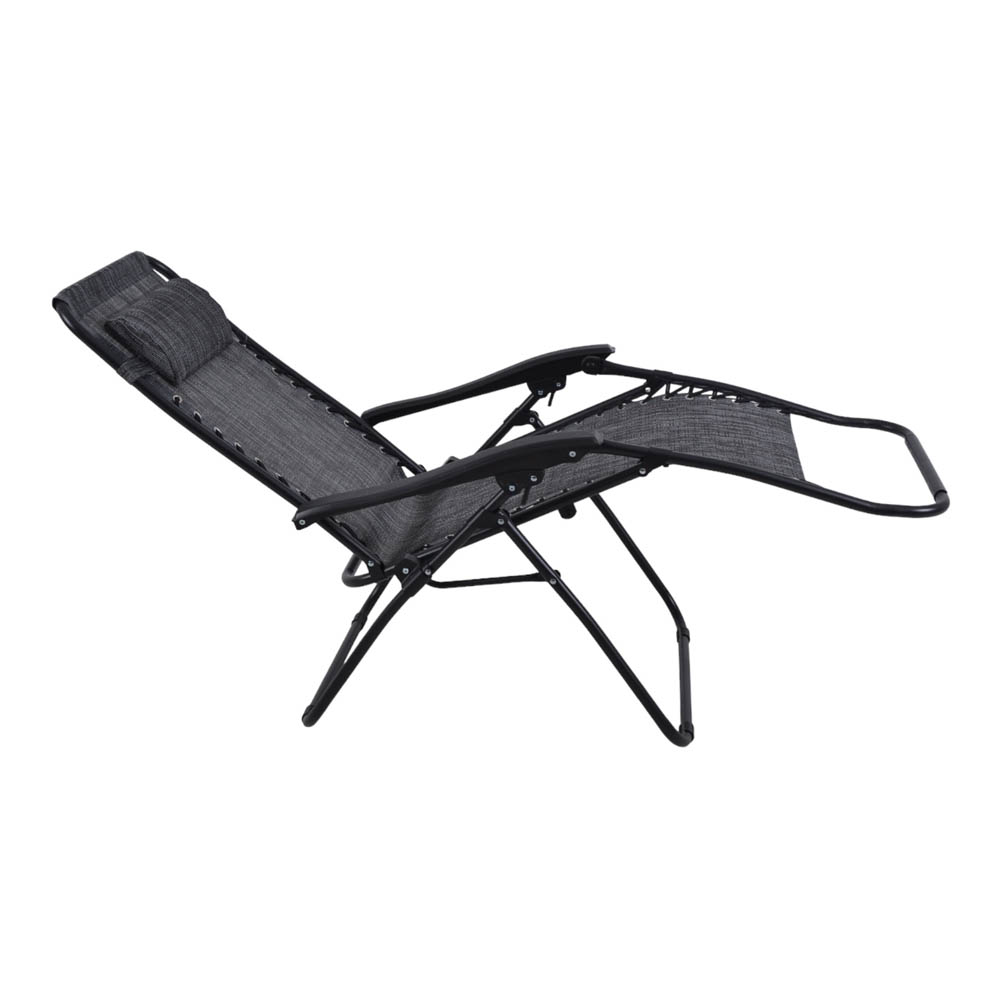 Ξαπλώστρα-καρέκλα πτυσσόμενη από μέταλλο/textilene σε μαύρο/γκρι χρώμα 66x160x110