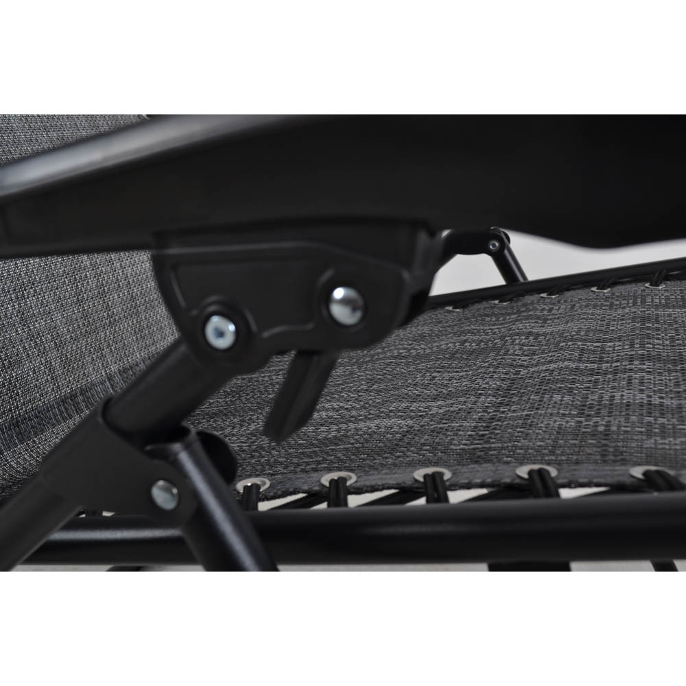 Ξαπλώστρα-καρέκλα πτυσσόμενη από μέταλλο/textilene σε μαύρο/γκρι χρώμα 66x160x110