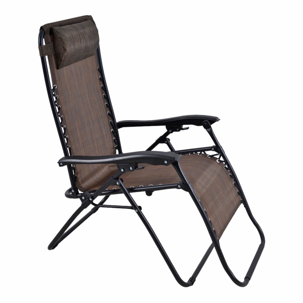 Ξαπλώστρα-καρέκλα πτυσσόμενη από μέταλλο/textilene σε μαύρο/καφέ χρώμα 66x160x110