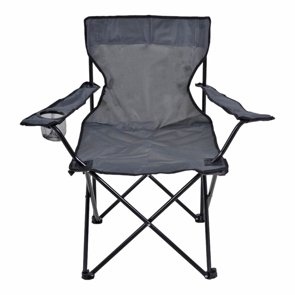 Πολυθρόνα "CAMPING" πτυσσόμενη από μέταλλο/ύφασμα σε μαύρο/γκρι χρώμα 82x50x80