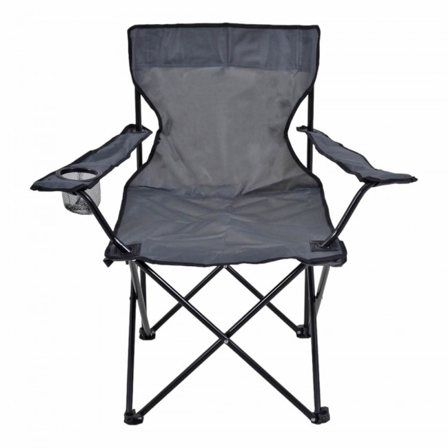 Πολυθρόνα "CAMPING" πτυσσόμενη από μέταλλο/ύφασμα σε μαύρο/γκρι χρώμα 82x50x80